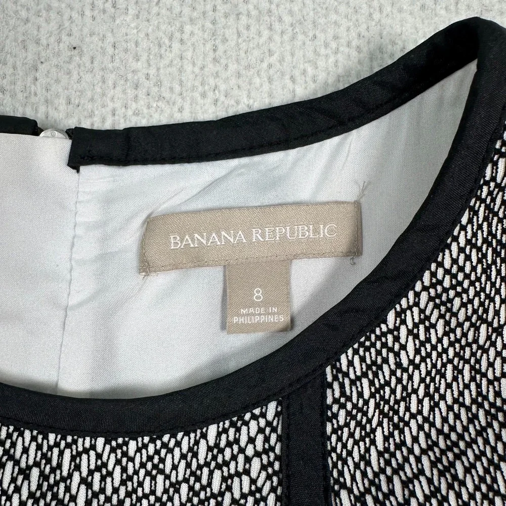 Banana Republic Pencil Dress‎ Sz 8 Lace Overlay Sleeveless Black White Career